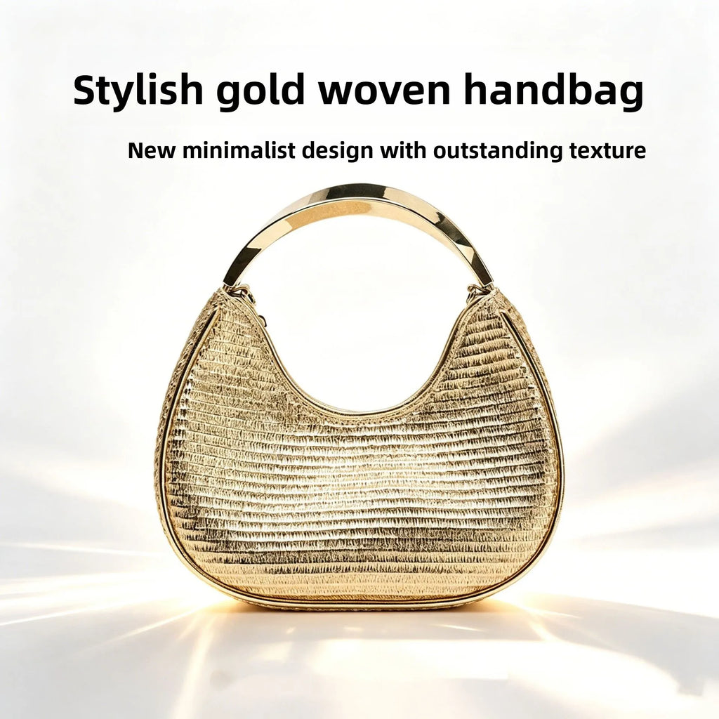 Elegant Metal Handle Dumpling Shaped Crossbody Bag for Women Lightweight Luxury Handbag Wedding Party Bag Ladies New Model