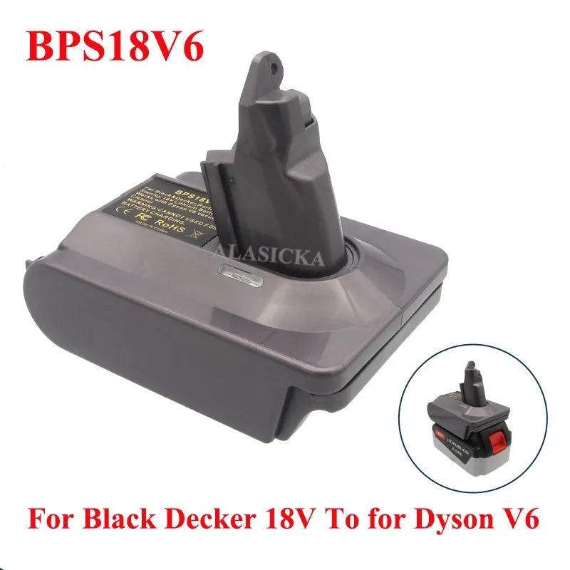 Battery Adapter Converter BPS18V6 for Black Decker 18V Lithium Battery LB2X4020 Converted To for Dyson V6 Series Vacuum Cleaner