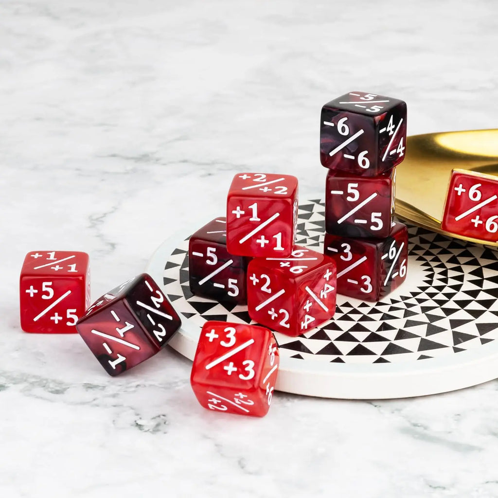 48 Pieces Magic Counter Dice Plus 1 MTG Counters Dice Set Marble Life Buff Tokens D6 Dice Compatible with Magic The Gathering