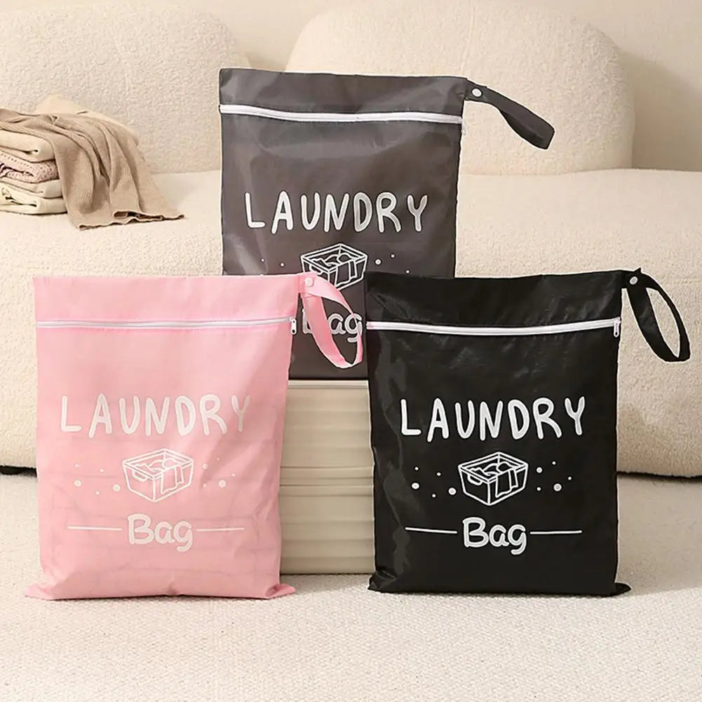 Waterproof Travel Laundry Bag Wet Dry Organizer Pouch with Zipper Hanging Strap Portable Storage Bag