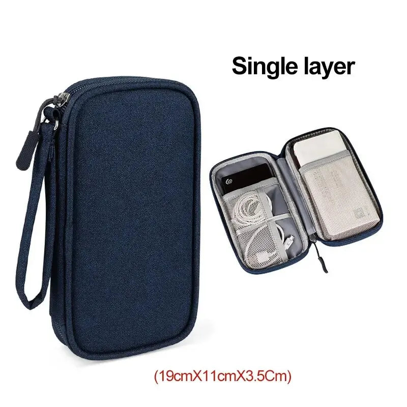 NEW Travel Organizer Bag Cable Storage Organizers Pouch Carry Case Portable Waterproof Double Layers Storage Bags Cable Cord