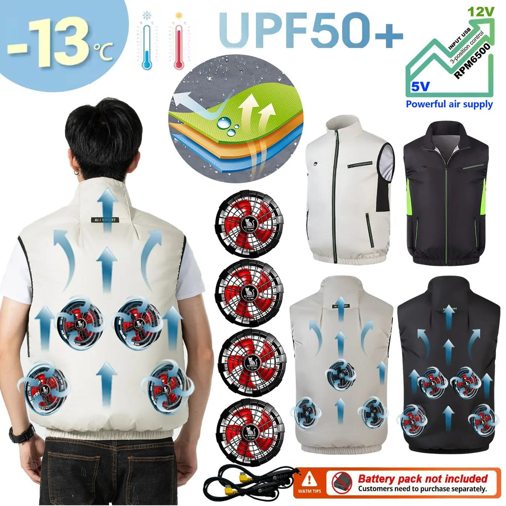 G-MACHT Summer Breathable Wearable Cooling 2-3-4Fans Vest Ice Cooling Air Conditioner Clothes For Outdoor Fishing Heat Resistant
