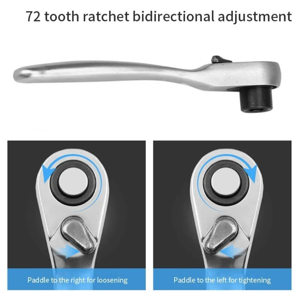 Ratchet Wrench 1/4 Drive Ratchet Handle Mini 72 Teeth Quick Release Socket Spanner Screwdriver Bit Hand Tool