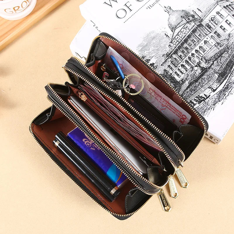 Ladies Wallet Double Layer Large Capacity Clutch Shoulder Bag Crossbody Mobile Phone Bag Coin Purse Card Holder Female Handbags