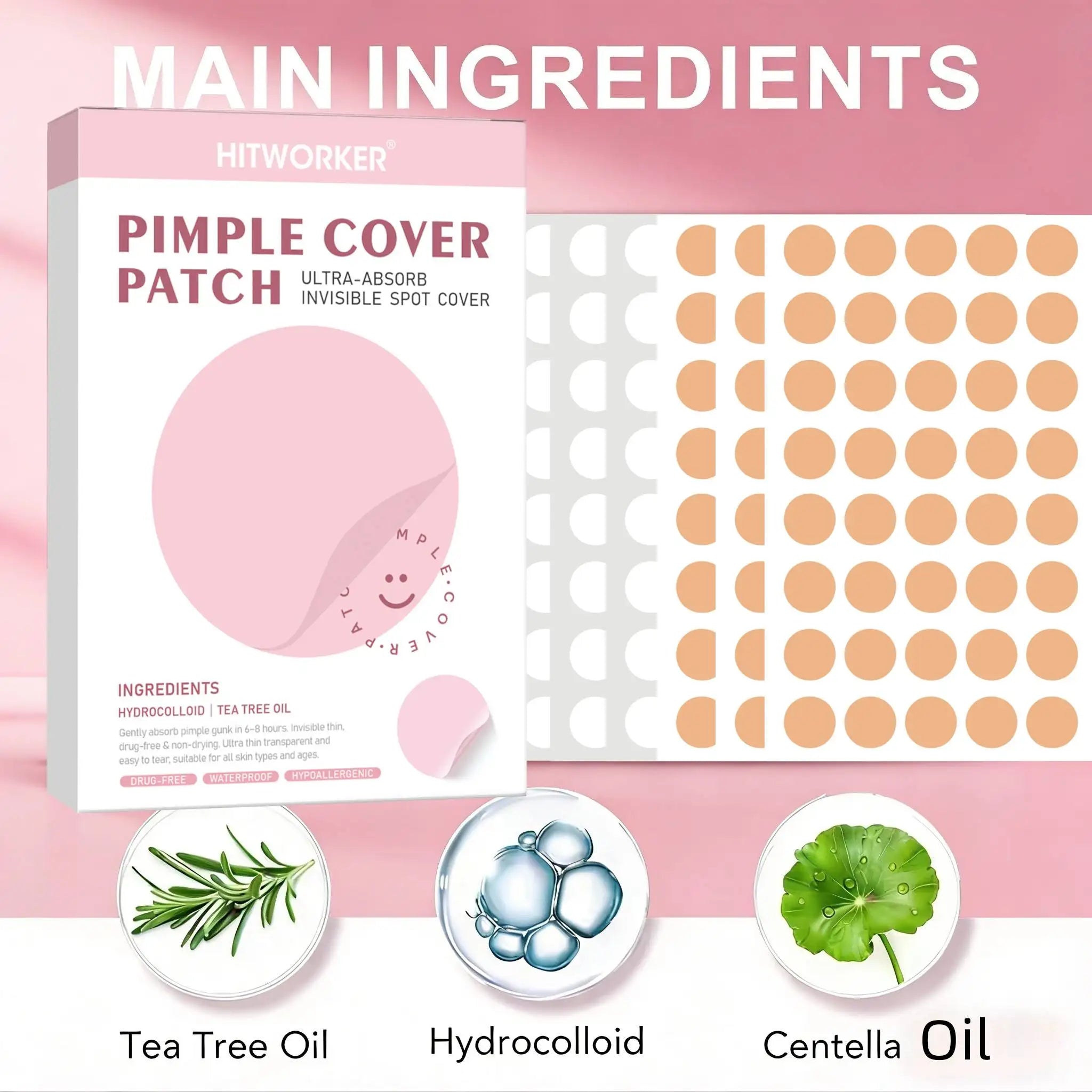 400pcs Hydrocolloid Acne Pimple Patches for Face, Effective Blemish Spot Treatment, Invisible & Skin-Friendly