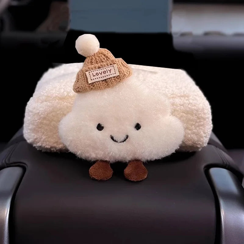 Cute Cartoon Hat Cloud Car Tissue Box For Armrest Paper Holder Auto Hanging Napkin Bag for Back Seat Headrest Organizer Storage