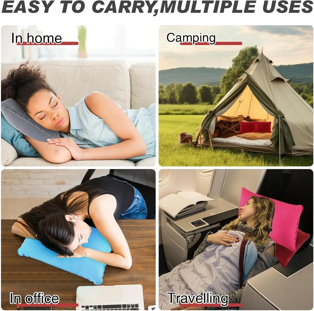1 Pack Inflatable Pillow, Squared Ultralight Camping Travel Pillow Desk Rest Neck Support for Hiking Backpacking Office