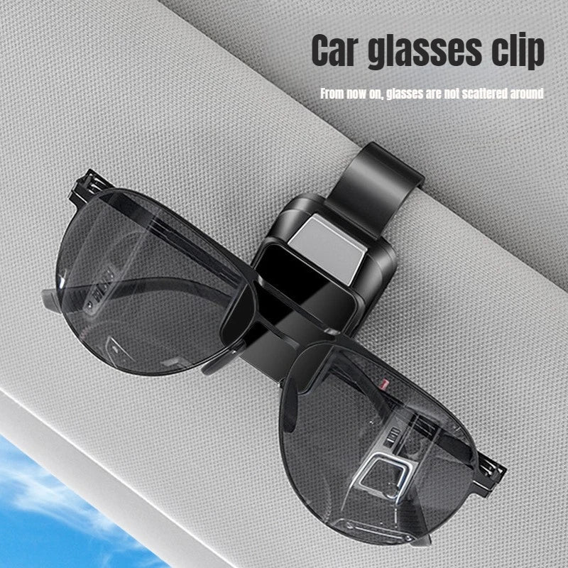Suede Leather Car Eyeglass Case Automatic Closing Non-slip Auto Sun Visor Glasses Holder Magnetic Multi-functional Eyewear Clips