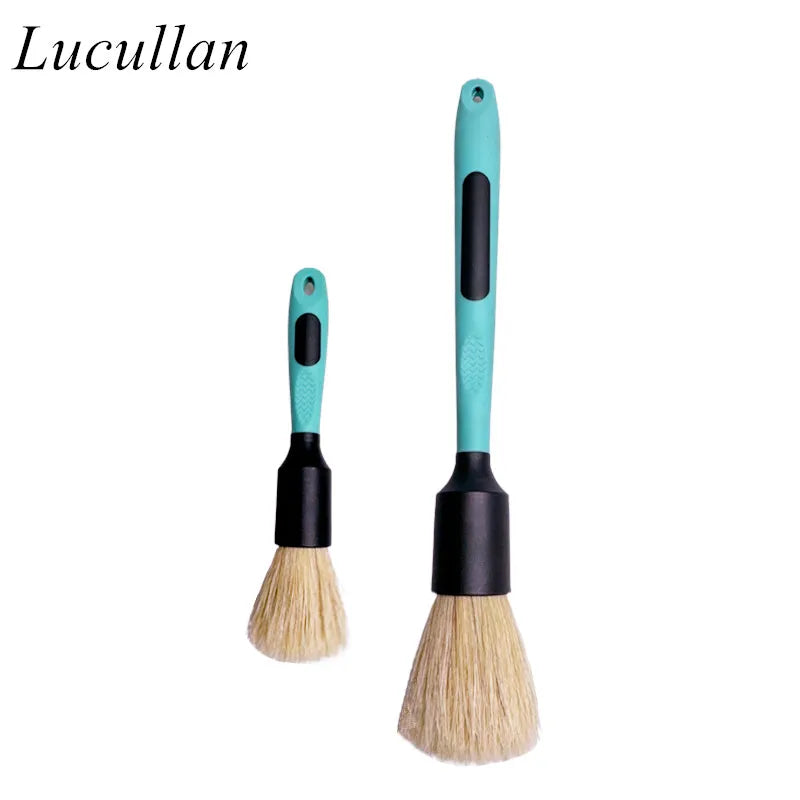 Lucullan 20% Denser Orginal Bristle Interior Cleaning Tools 28CM Red All Rubber Handle Car Detailing Brushes