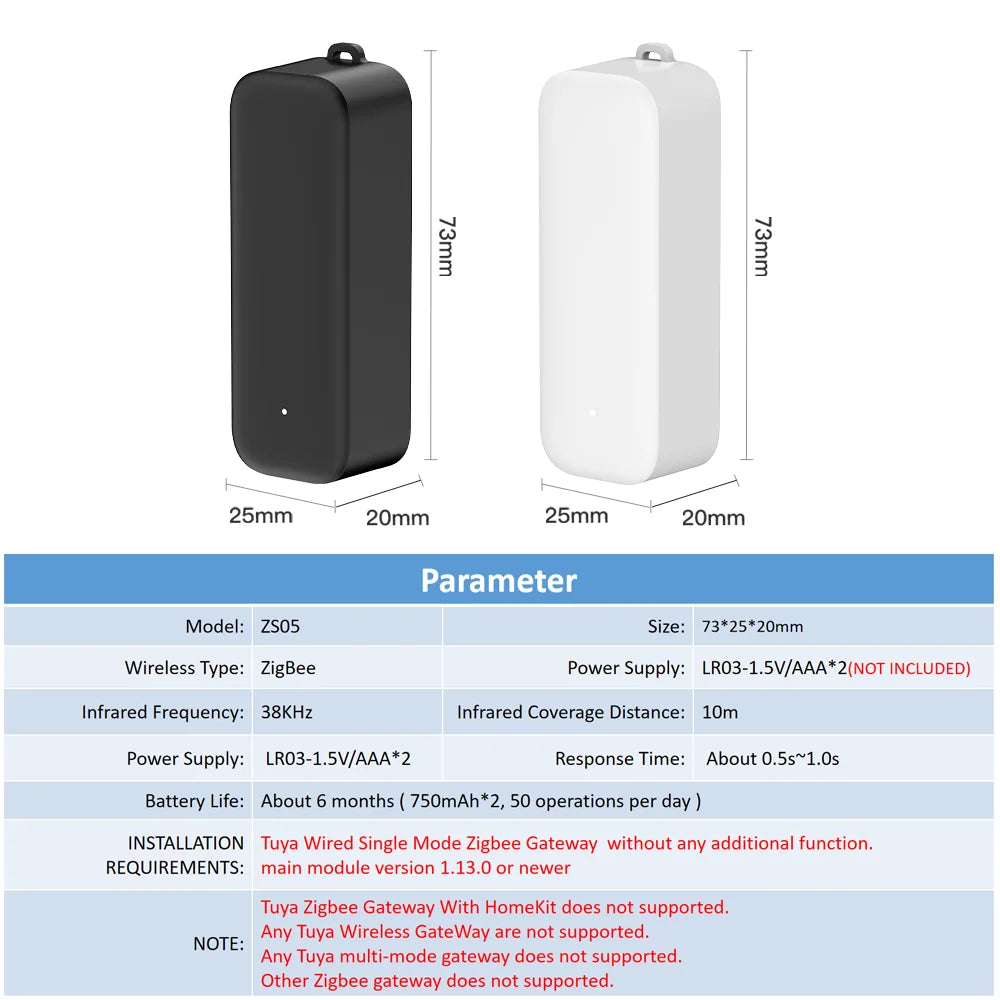 Tuya Zigbee IR Remote Control Smart Universal Infrared for Smart Home Control Works with Google Home Alexa Require Wired Gateway