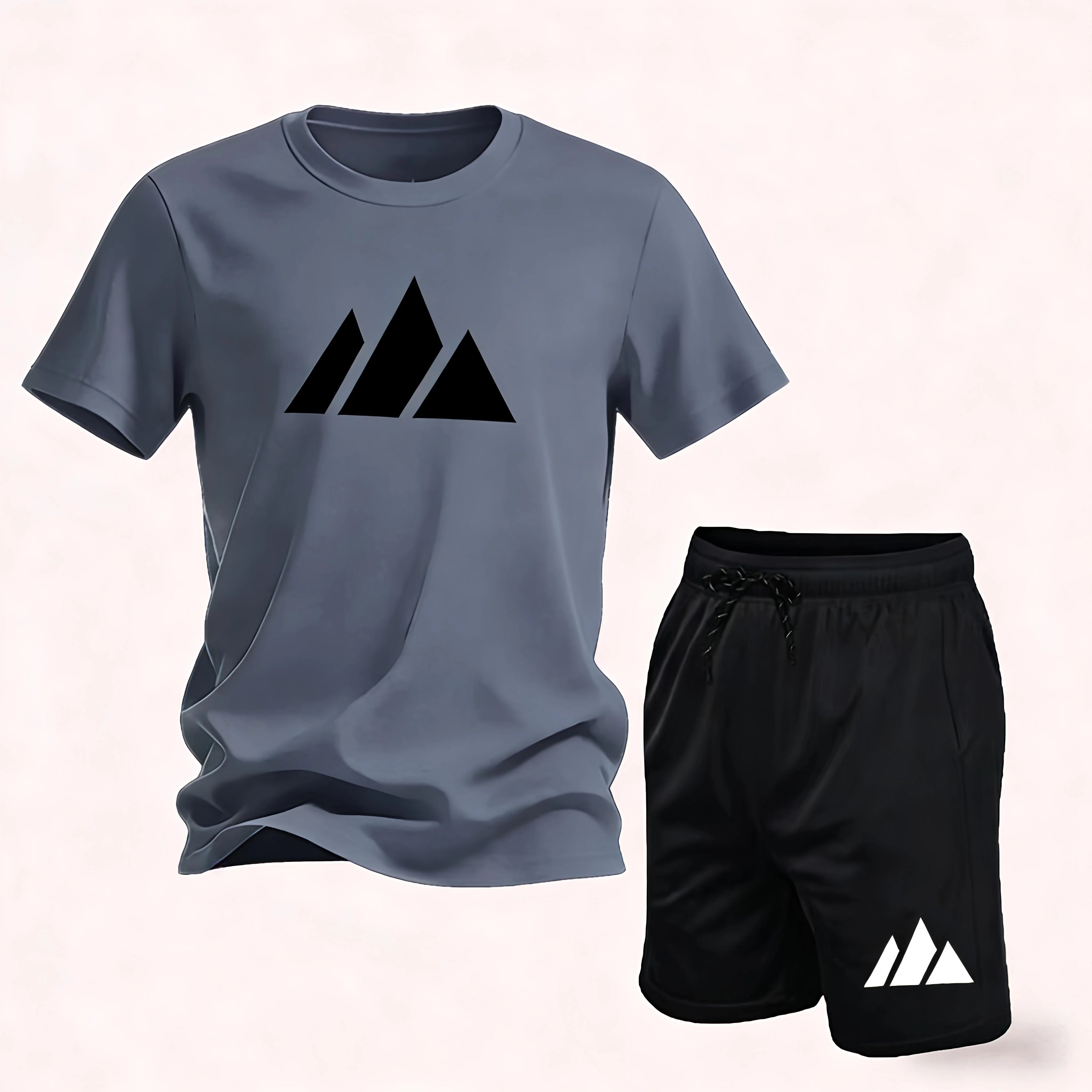 2026 Summer Fashion Trendy Casual Sports Two Piece Set Youth Men's Short Sleeved T-shirt + Shorts Set6
