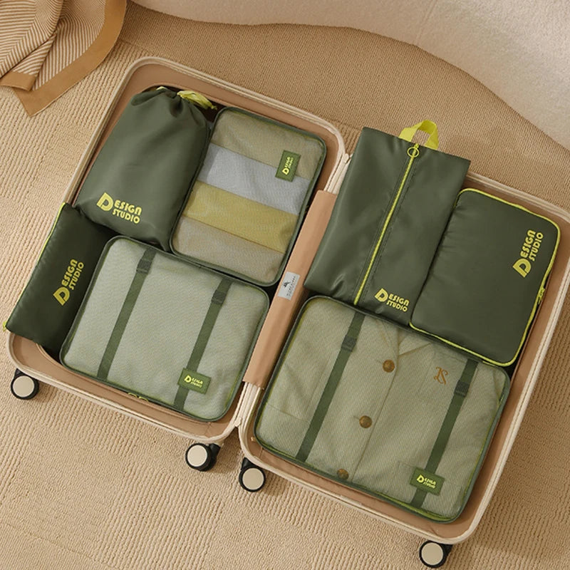 7 Piece Travel Bag Set Thicken Organizer Bag Multi-functional Portable Luggage Organizer Bag Waterproof Suitcase Pakcing Cubes