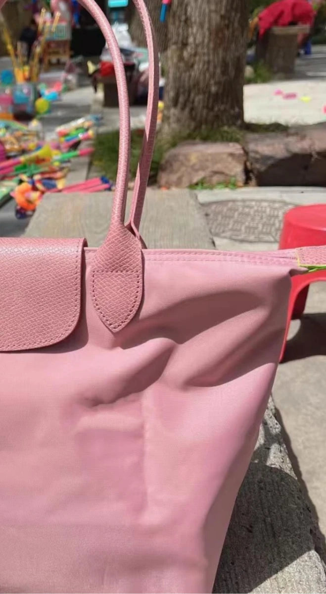 2026 Lightweight Foldable Nylon Shoulder Bag Ladies Water Resistant Shopping Tote Bag Large Handbag for Travel Daily Office