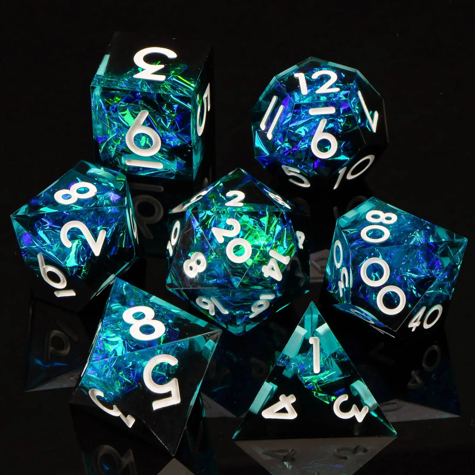 Resin Sharp Edged DND Dice, Handmade Dungeons and Dragons Dice Set D&D, RPG Polyhedral D and D Dice Set for Role Playing Game
