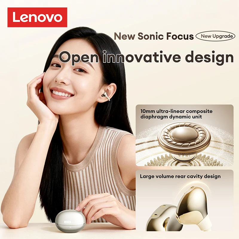 Lenovo RS106 OWS Ear Clip Bluetooth 6.0 Earphones Stereo Sound Sports Music Wireless Headphones Low Latency HD Call Earbuds New