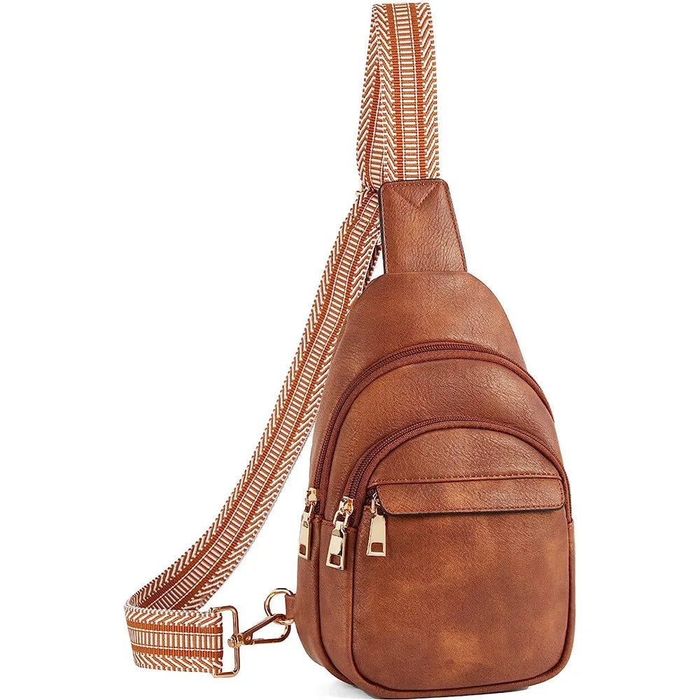 New Chest Sling Bag Crossbody Bag Pu Leather Shoulder Bag Large Sling Backpack Fanny Packs Chest Bag Travel Cycling Sports Bag