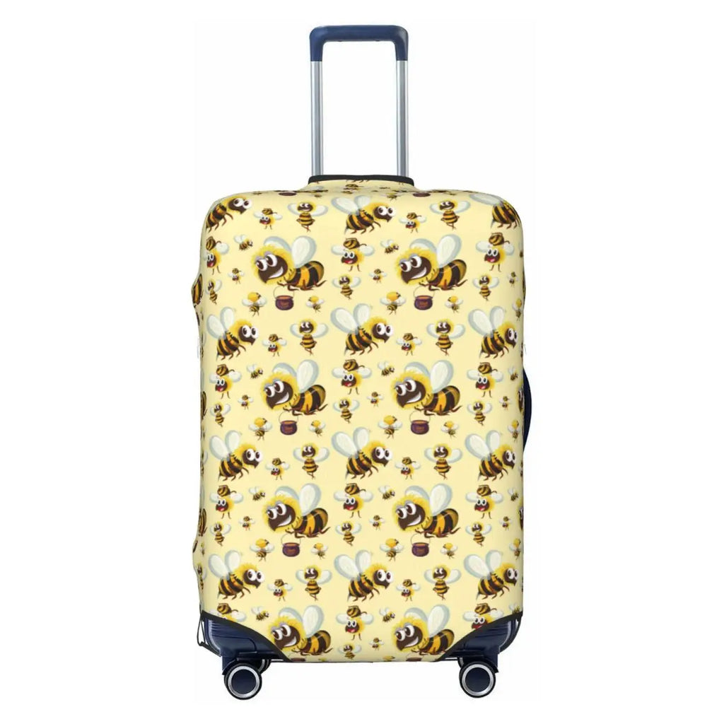 Honeycomb With Bees Suitcase Cover Elastic Cute Honey Bumblebee Luggage Protective Covers for 18-32 inch