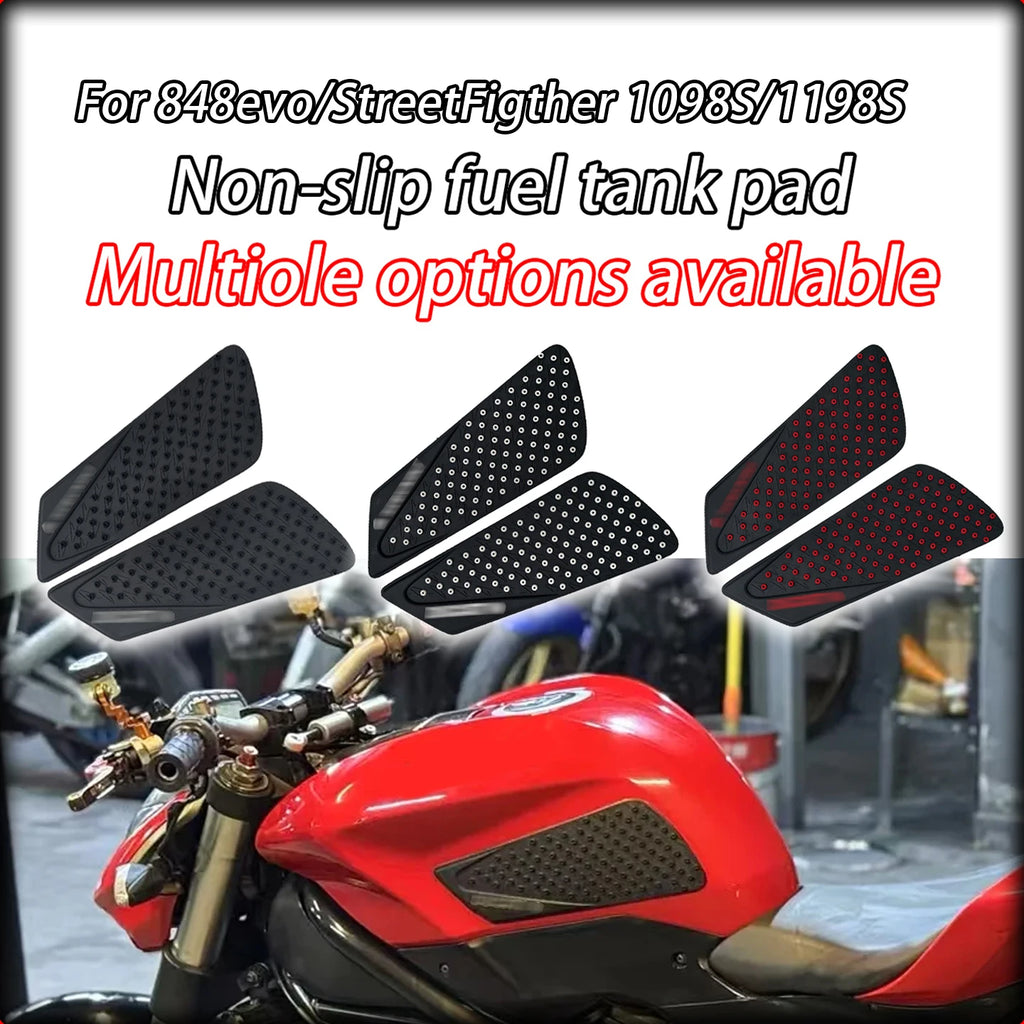 For Ducati 848evo 1198S 1098S 848 Motorcycle Tank Traction Pad Rubber Side Gas Fuel Knee Grip Protector Decal Anti Slip Stickers