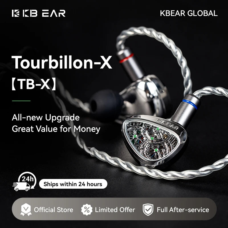 KBEAR TBX Tourbillon X  IEMS in-Earphone Wired Headphones 10mm CVD-Coated Carbon Fiber Diaphragm Deep BassGaming Headset
