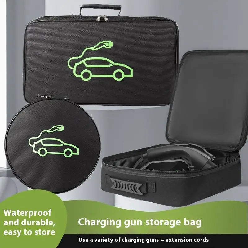 Portable Waterproof EV Charging Cable Storage Bag, Fire Resistant Organizer for Electric Car Jumper Wire Plug & Socket