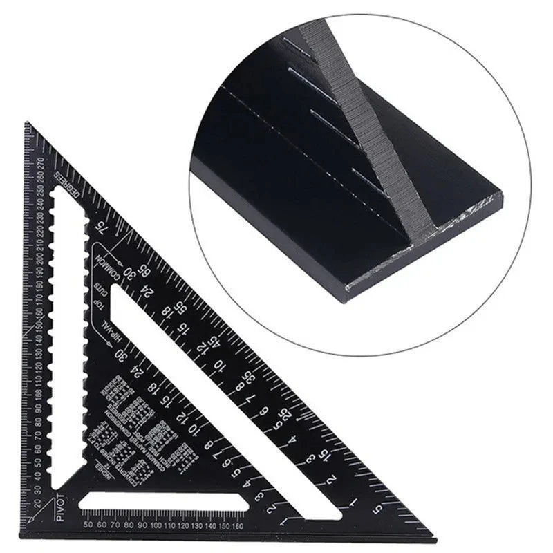 7/12inch Metric Aluminum Alloy Triangle Angle Ruler Protractor Woodworking Measurement Tool 30cm Quick Read Square Layout Gauge