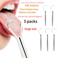 Set of 5 Stainless Steel Tongue Scrapers for Cleaning And Caring for Your Tongue.Ideal Gift for Men, Mom, Dad, Tongue Cleane