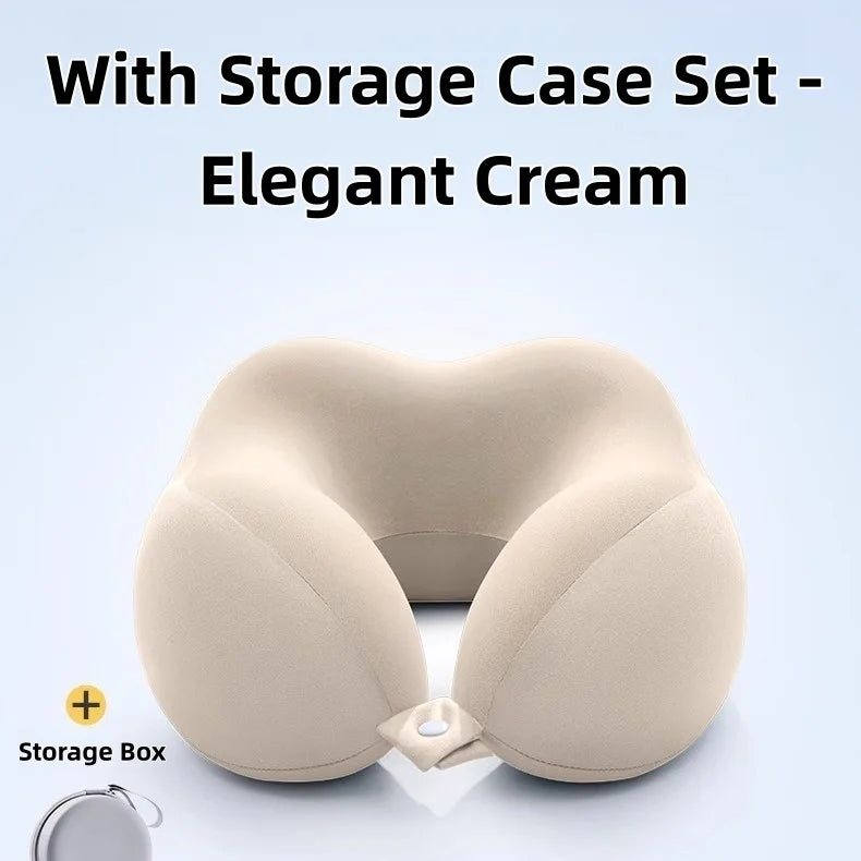 Memory Foam U-Shaped Neck Pillow with Storage Box Portable Travel Neck Support Pillow Airplane Car Office Sleep Cushion