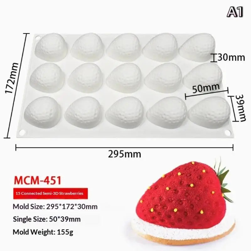 Strawberry Shaped Silicone Baking Mold Reusable Mousse Chocolate Dessert Cake Mold for DIY Pastry Making