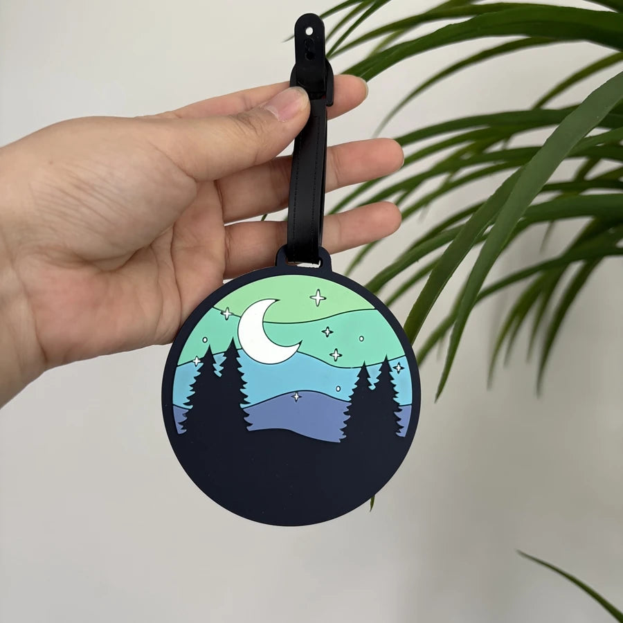 1/2/3/6cs Starry Sky Landscape Luggage Tag Pendant Work Name Tag Business Travel Airport Luggage Anti Loss ID Tag