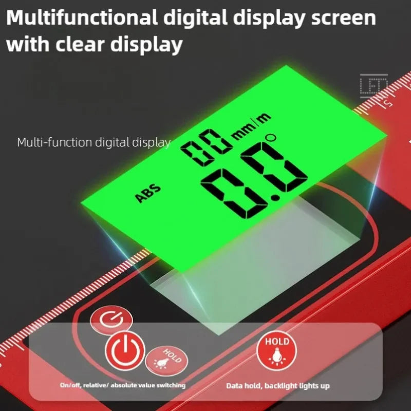 30/40/50cm Electronic Digital Display Level Ruler Magnetic Angle Meter Aluminum Alloy Level Protractor Inclinometer 90 Degree
