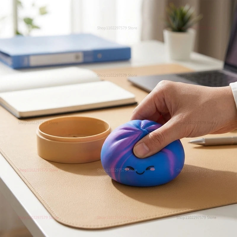 Rainbow Dumpling Squishies with Steamer Box Soft Stretchy Bao Bun Stress Relief Balls Sensory Fidget Squeeze Toys Anxiety Relief