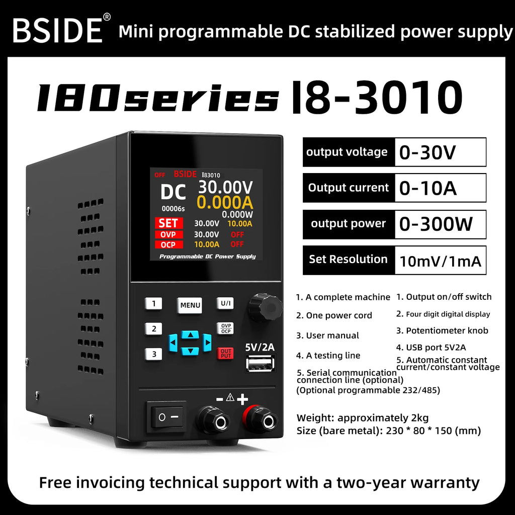 BSIDE I8 40V 20A DC Power Supply Variable, Programmable with Encoder Knob, Adjustable Switching Regulated Bench Power Supply