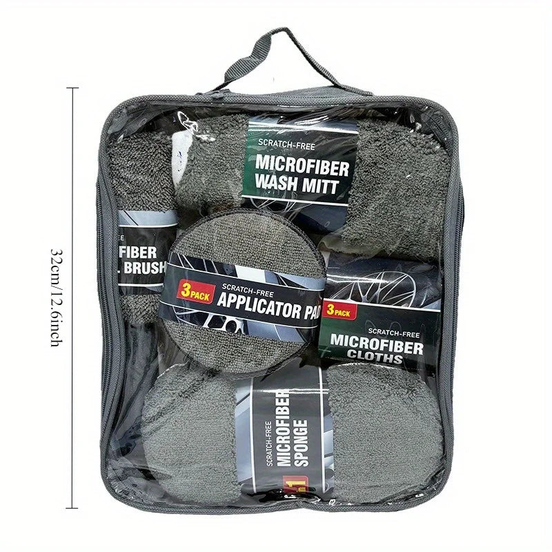 11pcs Car Cleaning Kit That Includes a Tire Brush, Microfiber Cleaning Gloves, Making It an Excellent Choice for Car Cleaning.