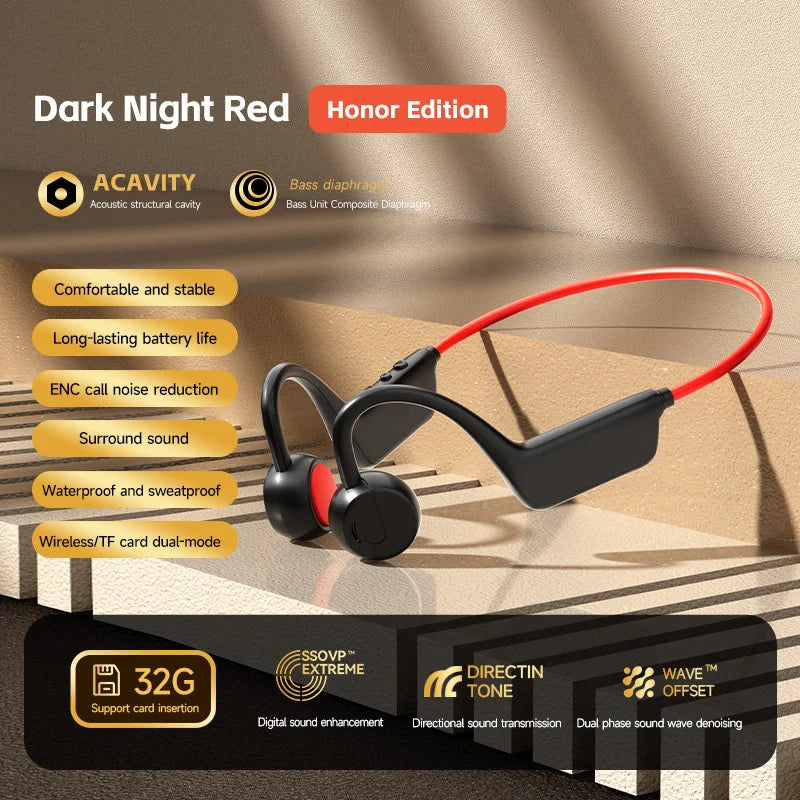 Bone Conduction Headset Wireless Swimming Sports Headphone IPX8 Bluetooth 5.4 With Mic Waterproof Exercise Fitness New