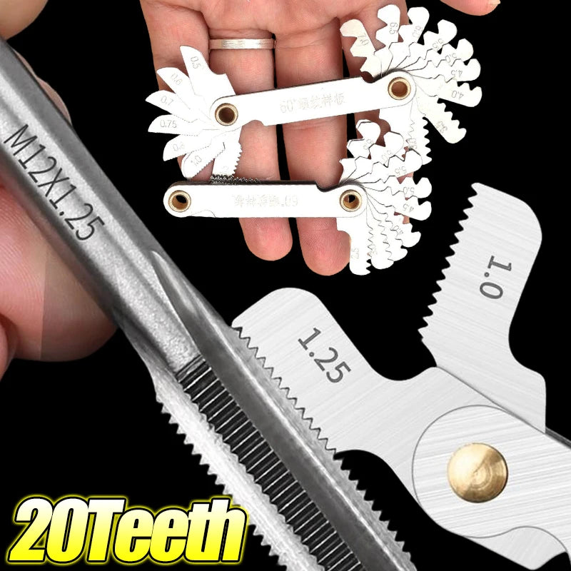 20 Teeth 60 Degree Imperial Thread Ring Gauges Metric Inch Center Measurement Gear Tooth Screw Pitch Gauges Measuring Tools