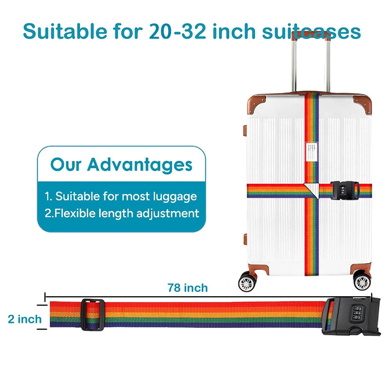 Nylon Cross Luggage Straps with Name ID Card Adjustable Bundling Packing Baggage Belt Password Lock Anti-lost Travel Accessories