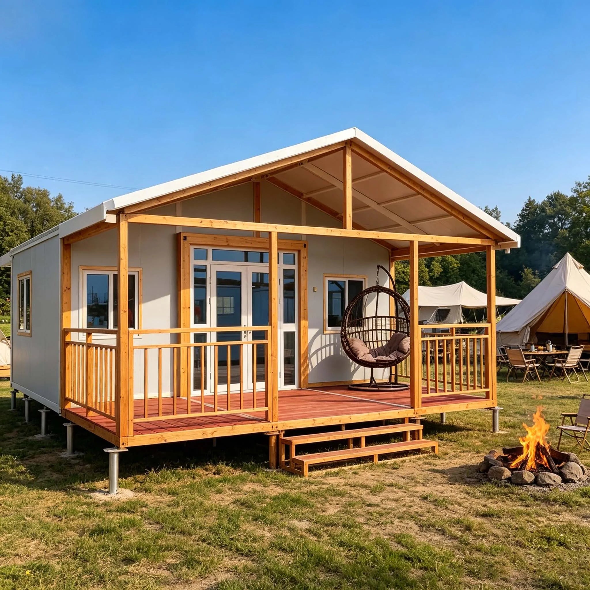 Prefab Container House 3 Bedroom 2 Bath 40FT Expandable Foldable Modular Design with Kitchen Living Room for Family Home Villa