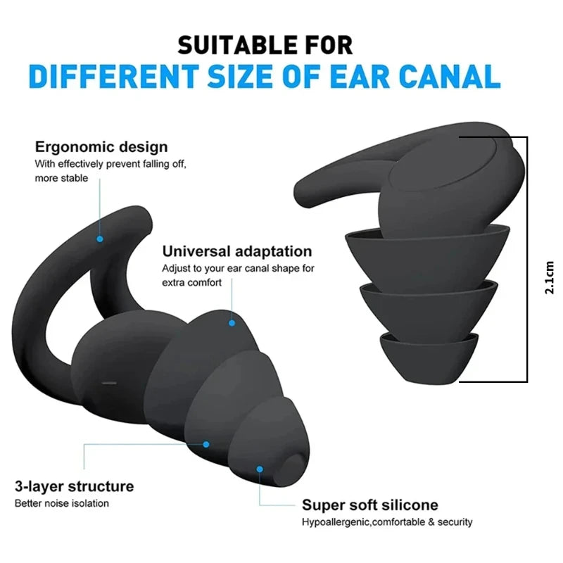 Soft Silicone Ear Plugs Noise Reduction Waterproof Earplugs for Sleep Swimming Work
