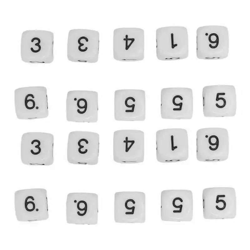 20 Pcs 6 Sided Number Dice Plastic 16mm Round Corner Polyhedral Dice Set for Numeral Teaching Board Games