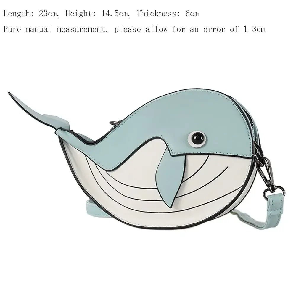 Cartoon Shoulder Bag Personalized Pu Leather Animal Shaped Phone Purse Little Whale Crossbody Bag Women