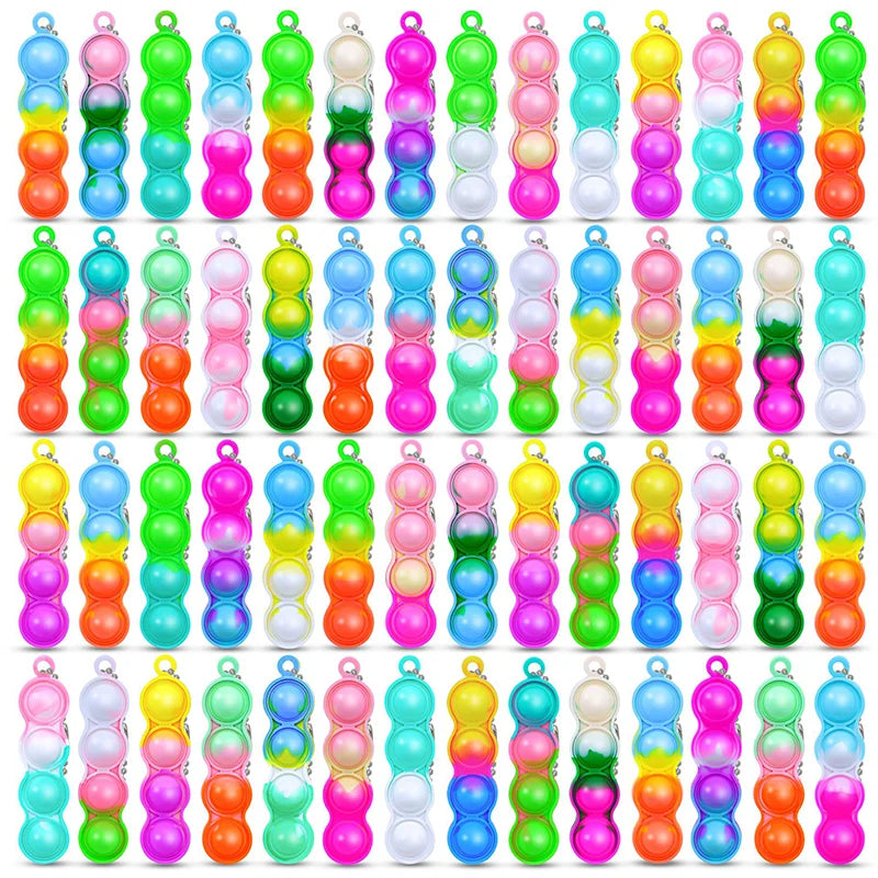 Mini Pop Keychain Fidget Toys Push Pop Bulk Keychain Party Favors For Kids Pop Bubble Toys Pack Boys Girls Adults