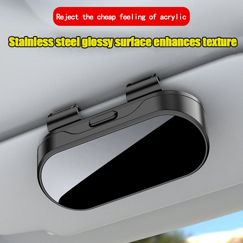 Mirror Glossy Multifunctional Glasses Case, Car Sunshade, Glasses Clip Card, 2-in-1 Storage Box, High-End Sunglasses Holder,