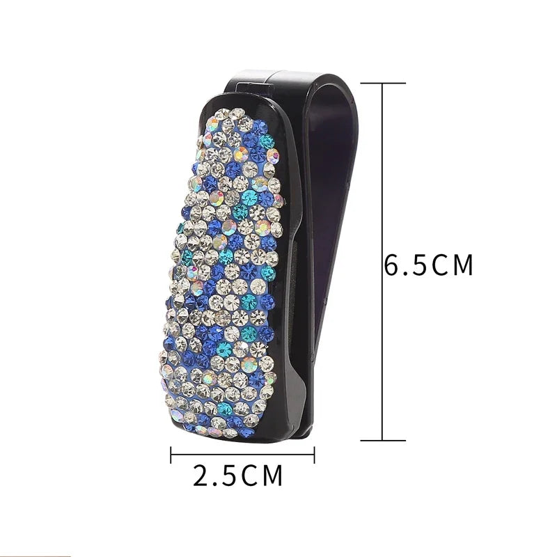 1PCS Bling Sunglasses Eyeglasses Holder Rhinestone Diamond Sun Visor Glasses Fastener Clip Portable Clip Auto Car Ornament