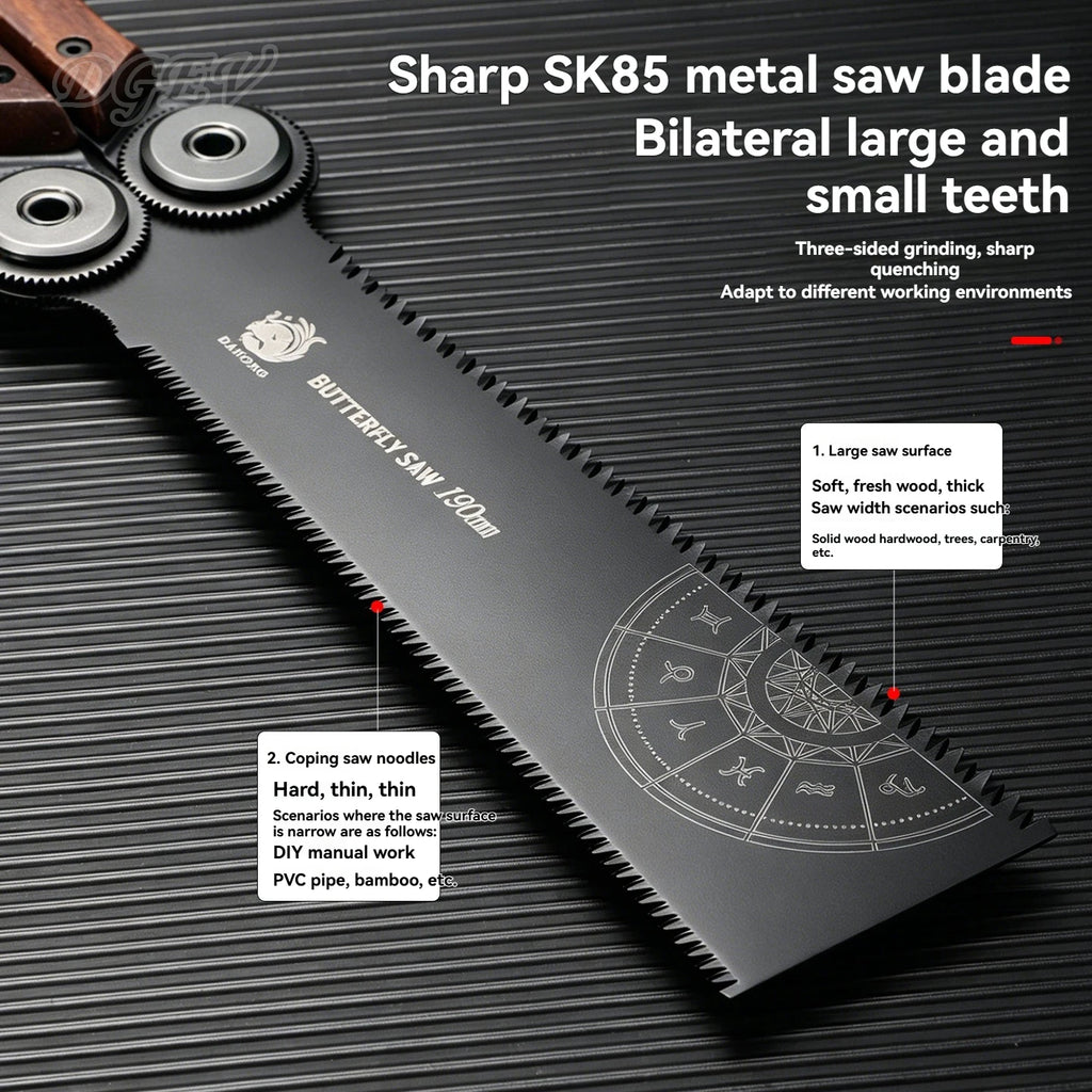 DGEV 1pcs Double-sided Folding Saw Hand-held Logging Saw Outdoor Camping Gardening Woodworking Tool