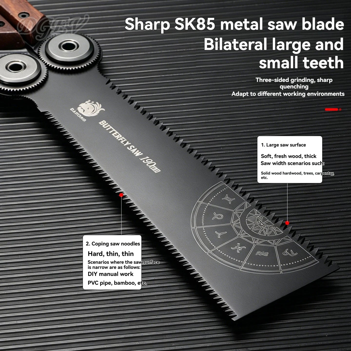 DGEV 1pcs Double-sided Folding Saw Hand-held Logging Saw Outdoor Camping Gardening Woodworking Tool