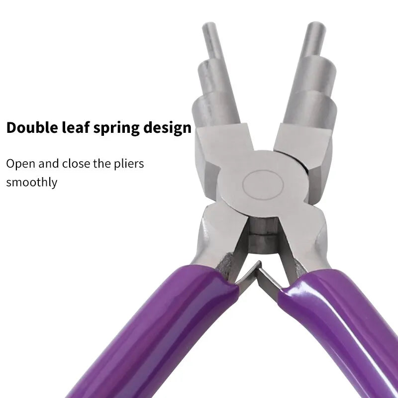 Jewelry Pliers 6-In-1 Bail Making Pliers Carbon Steel Wire Bending Looping Pliers for 3mm to 10mm Loops and Jump Rings