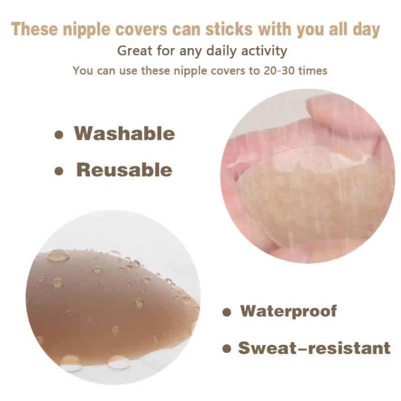 8/10/13cm Seamless Nipple Cover Adhesive Silicone Breast Pasties Women Sticky Invisible Stick-on Bra Boob Tape For All Skin Tone