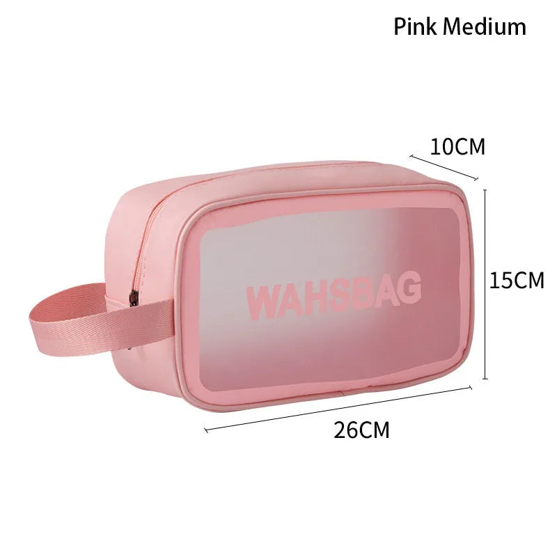 PVC Portable Travel Wash Makeup Bag Women's Cosmetic Bag Large-Capacity Transparent Waterproof Storage Box Organizer
