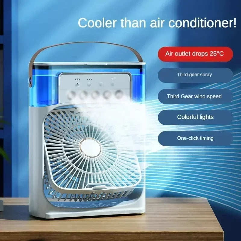 Lenovo Air Conditioner Ice Fan Mini USB Portable Air Cooler Humidifier Water Mist Spray LED Night Light Desktop Cooling Fan