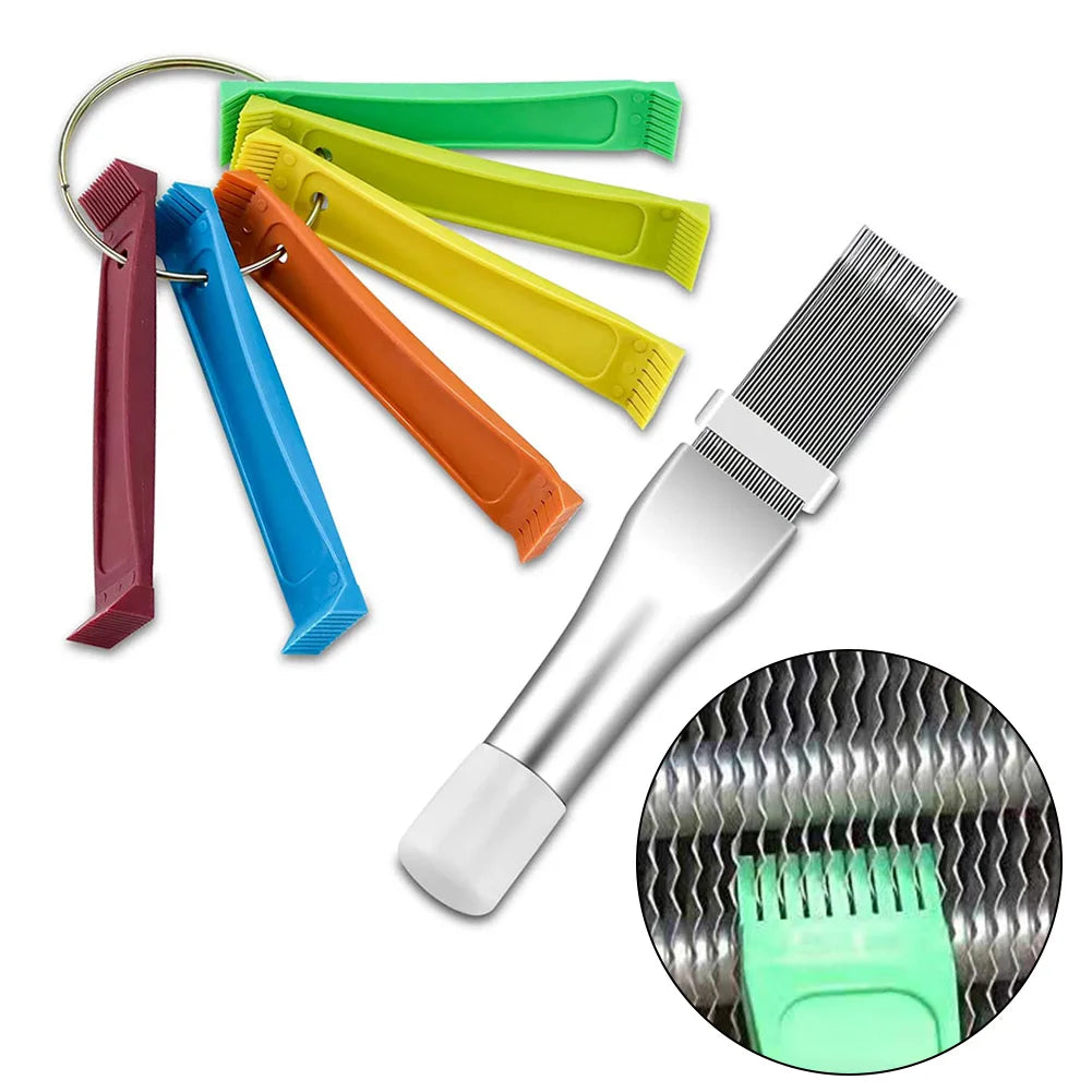 Air Conditioner Fin Comb FCR6 Tool Kit AC Evaporator Condenser Radiator Straightener Repair & Clean Brush